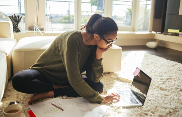 woman sitting on floor