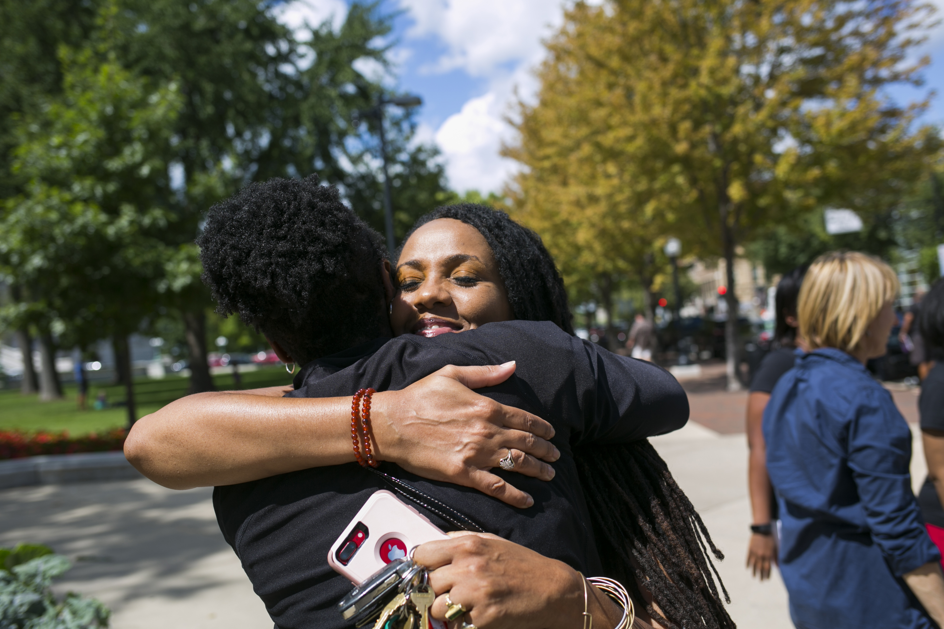 two women hugging