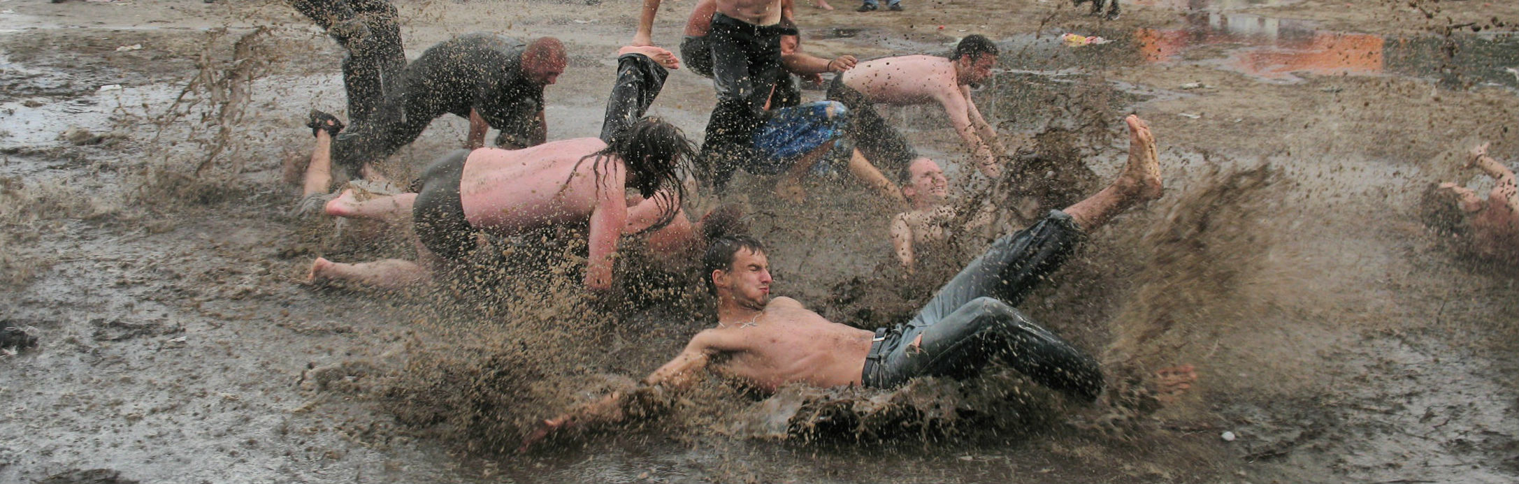 People in mud