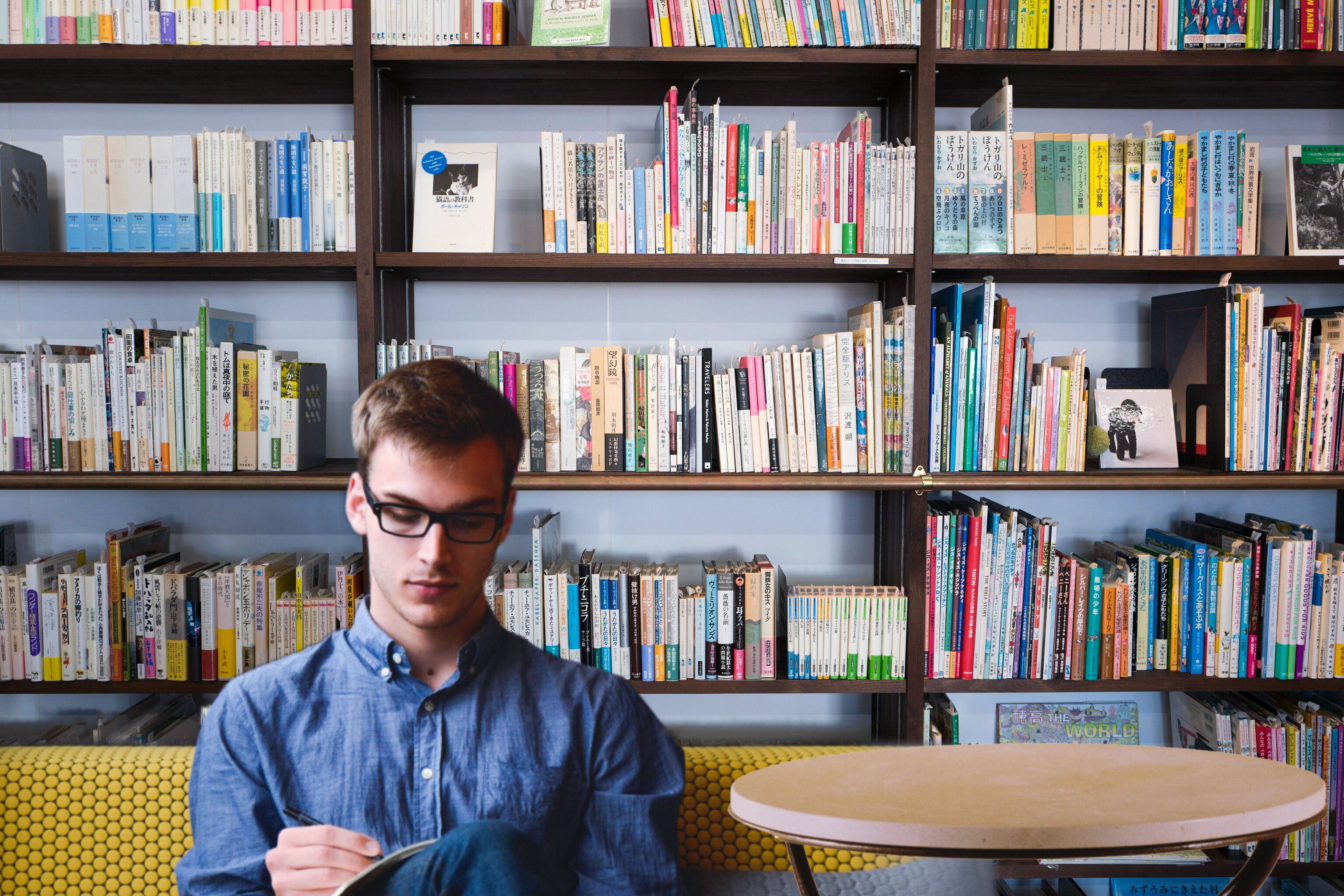 Man in library