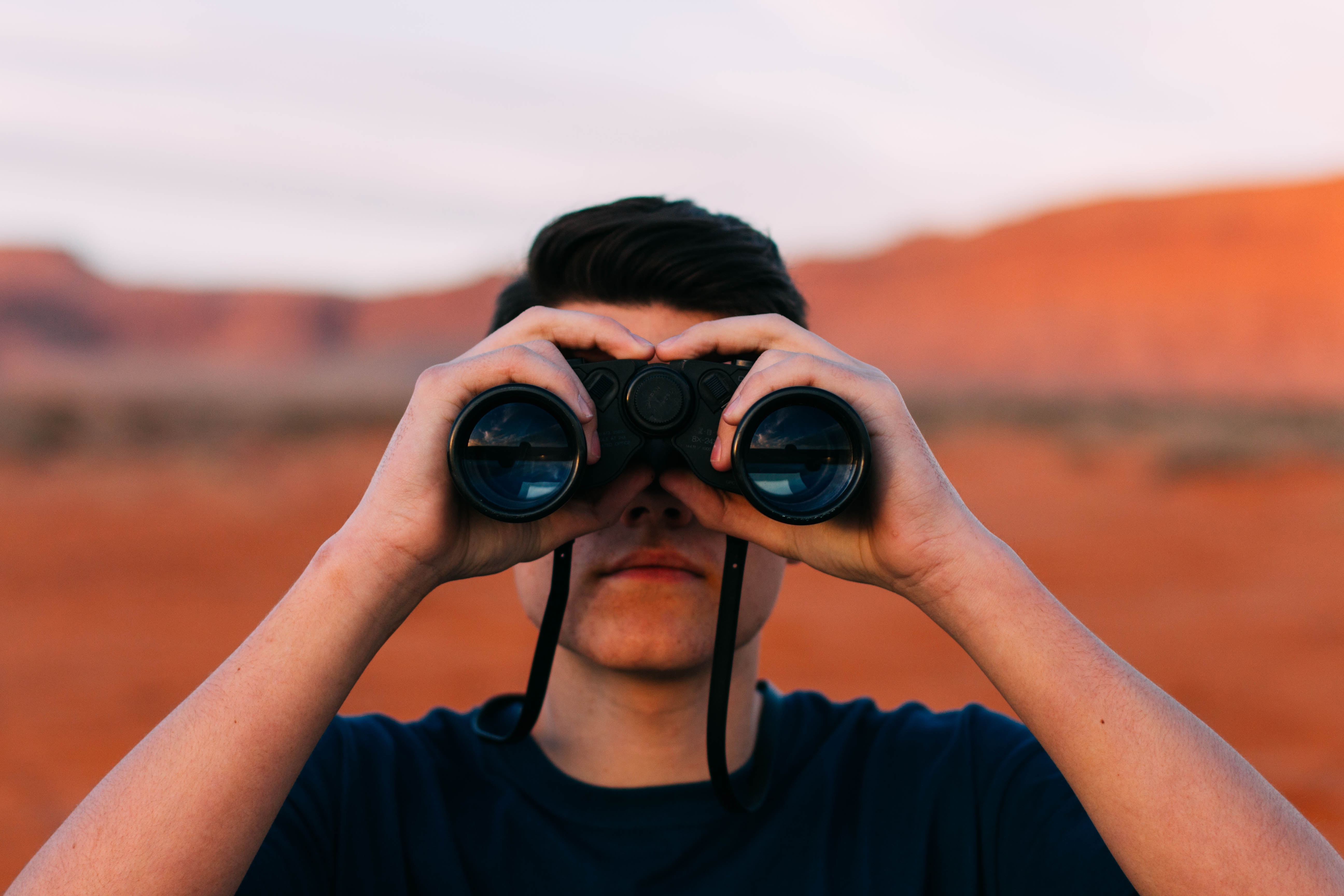 Looking through binoculars