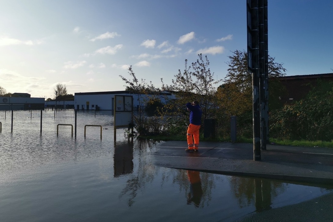 a flooded postbox in the UK